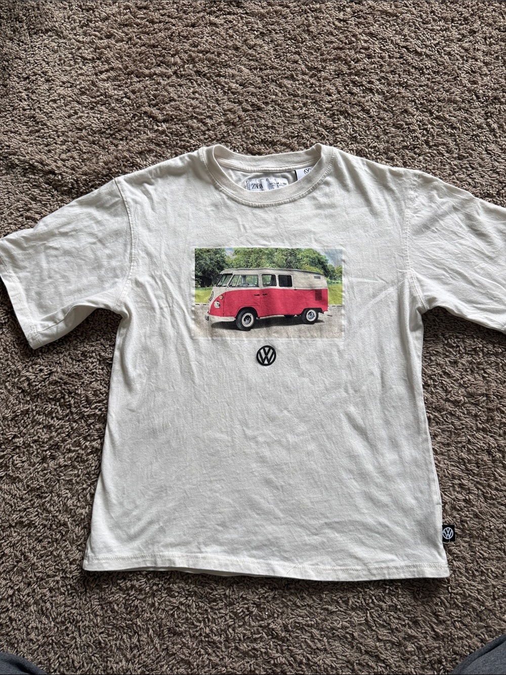 Zara Cream Tee with Red Van Graphic